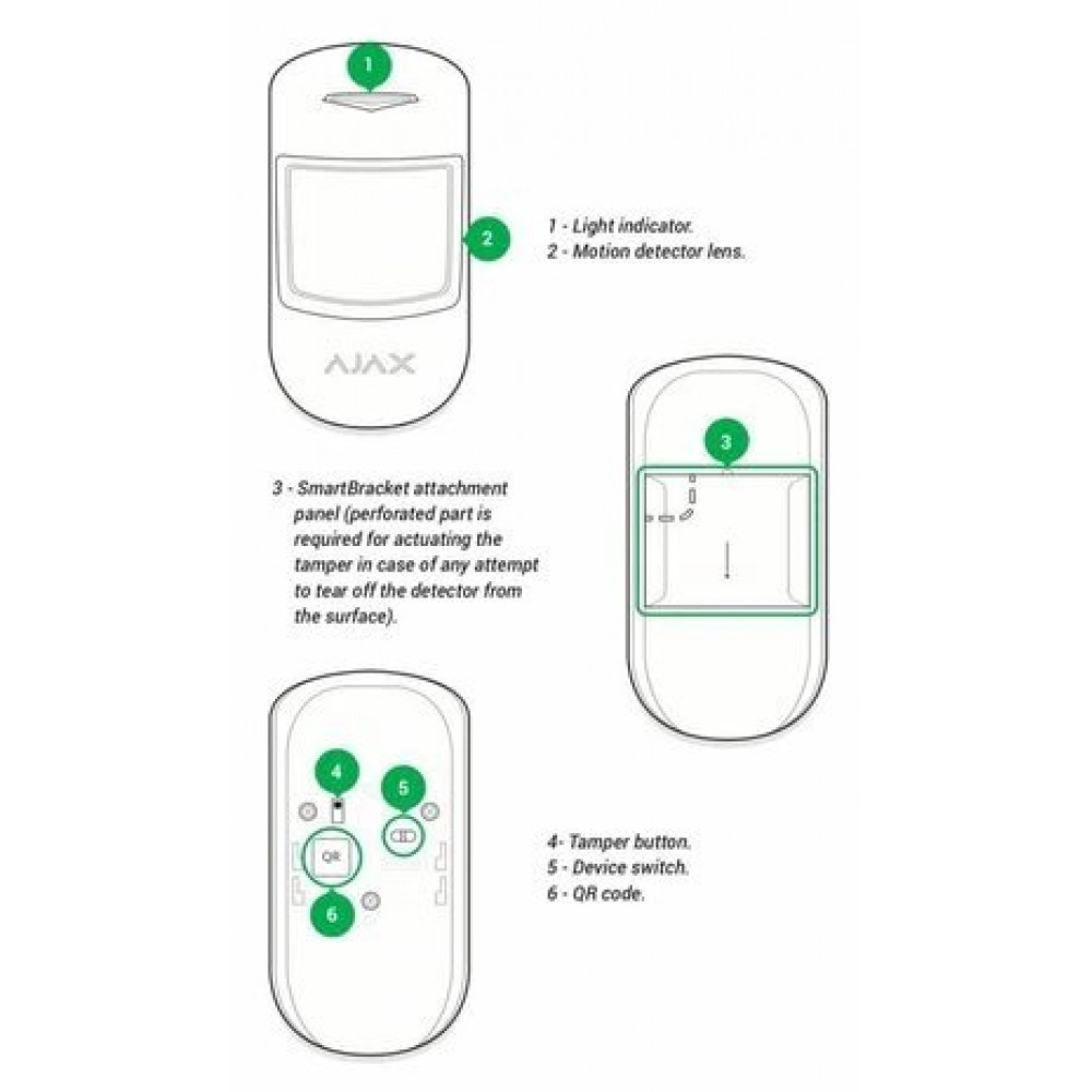 Wireless AJAX MotionProtect Pet Friendly Indoor Motion Detector